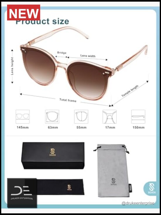 Round Retro Vintage Sunglasses with UV400 Protection, Large Frame, Plastic &